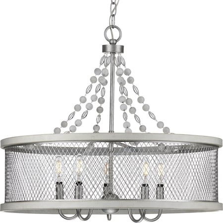 Austelle Collection Five-Light Galvanized Chandelier